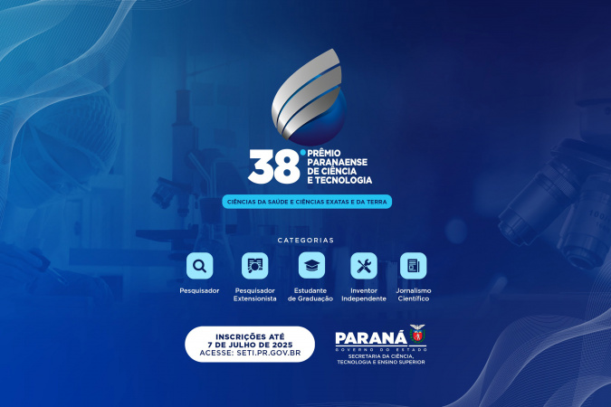 Estado abre inscrições do 38º Prêmio Paranaense de Ciência e Tecnologia