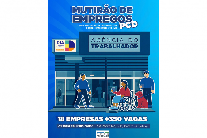 Estado promove Mutirão de Empregos para Pessoas com Deficiência em 23 de setembro
