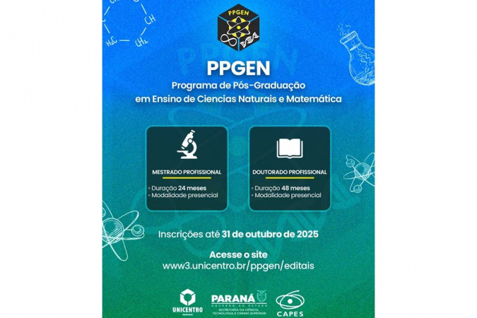 Unicentro abre inscrições para Mestrado e Doutorado em Ciências Naturais e Matemática