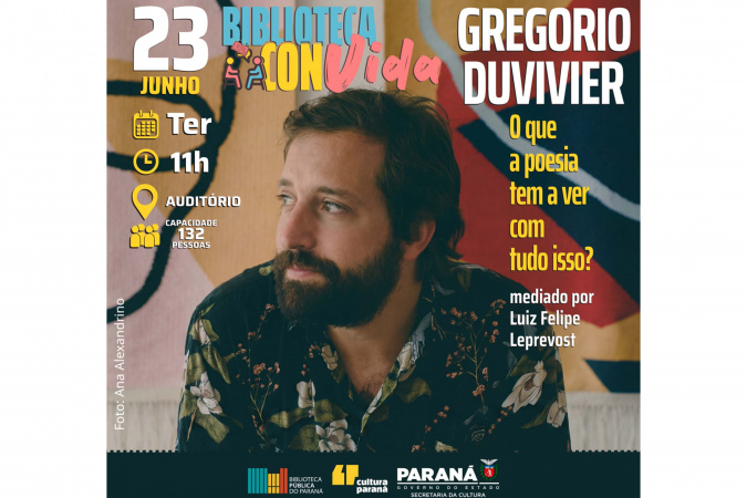 Projeto Biblioteca ConVida traz Gregorio Duvivier para debate na próxima terça-feira